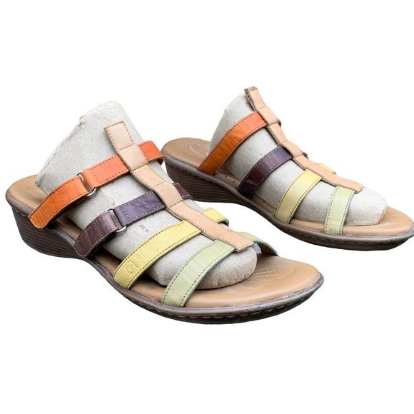 Vintage Born Rue Multicolor Leather Sandals Size 9 - Picture 4 of 14